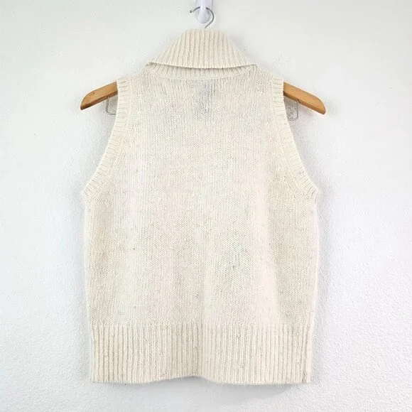 Lauren Ralph Lauren Womens Sz M Cream Turtleneck Sweater Vest Wool Angora Sequin - Picture 2 of 12